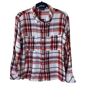 Sanctuary Plaid Button Front Shirt Sz M